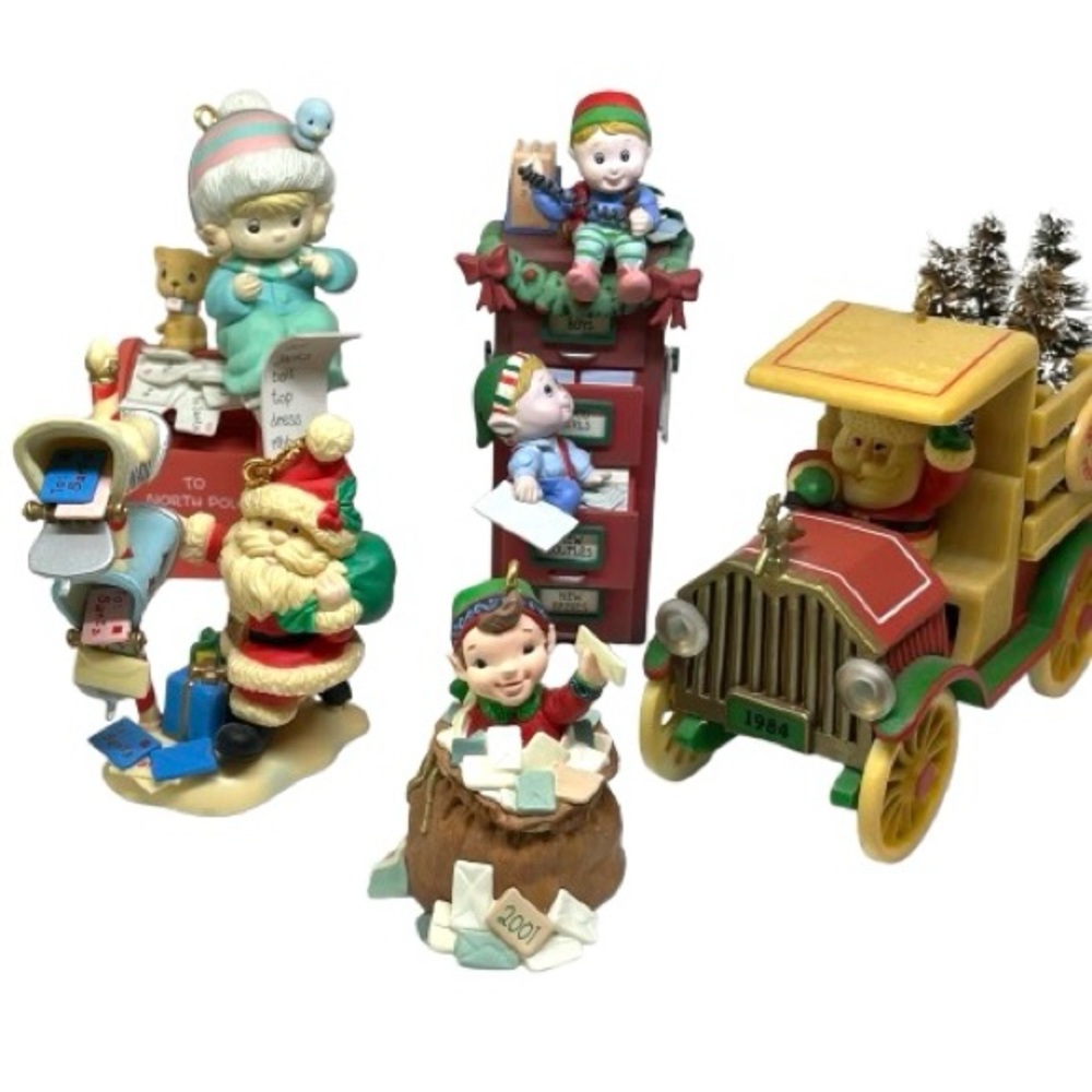 Five (5) Vintage Plastic Ornaments